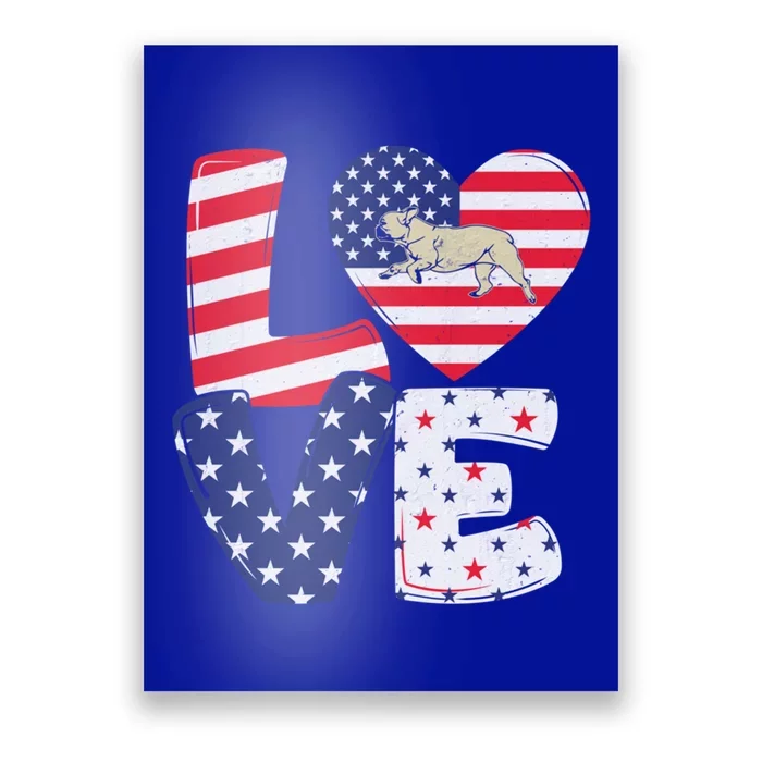 Patriotic American Flag Vintage French Bulldog 4th Of July Cool Gift Poster