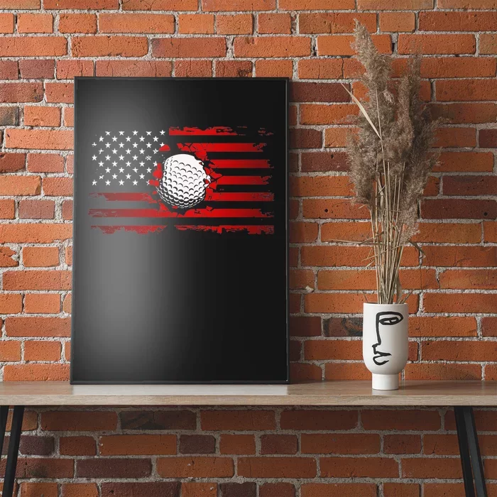 Patriotic American Flag Golf for 4th Of July Poster