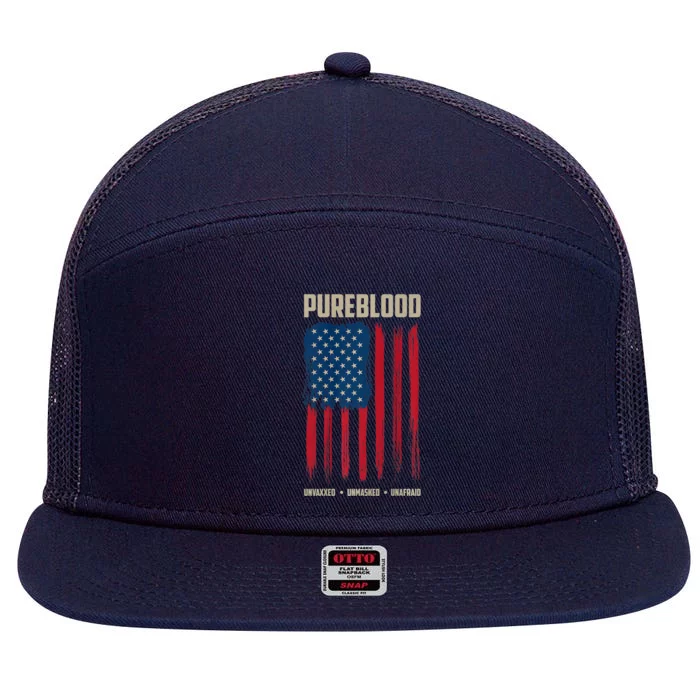 Pureblood American Flag Pure Blooded Patriot 7 Panel Mesh Trucker Snapback Hat