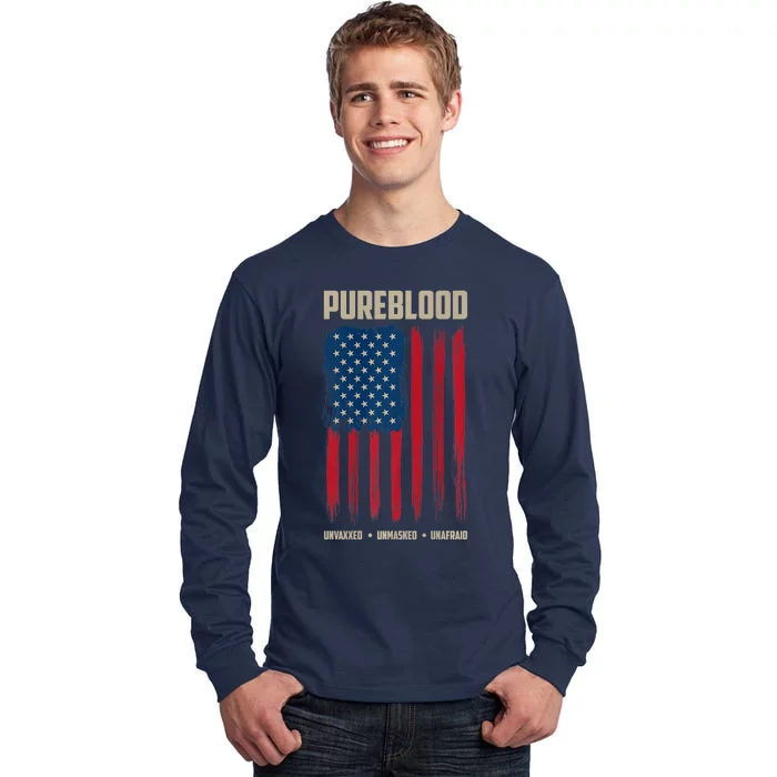 Pureblood American Flag Pure Blooded Patriot Tall Long Sleeve T-Shirt