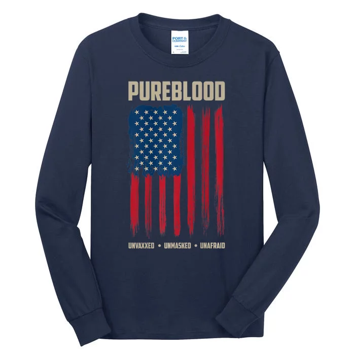 Pureblood American Flag Pure Blooded Patriot Tall Long Sleeve T-Shirt