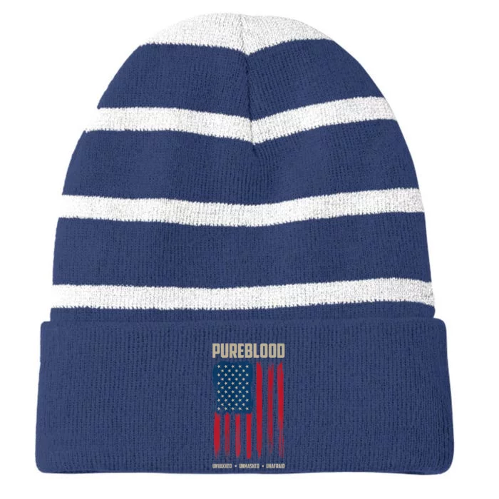 Pureblood American Flag Pure Blooded Patriot Striped Beanie with Solid Band