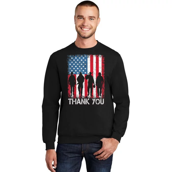 Patriotic American Flag Thank You Sweatshirt