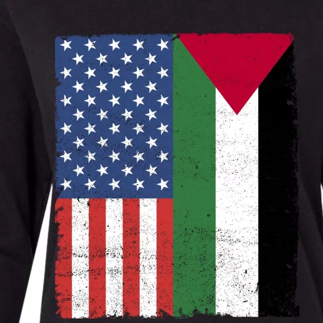 Palestinian American Flag Free Palestine Free Gaza Palestine Cool Gift Womens Cotton Relaxed Long Sleeve T-Shirt