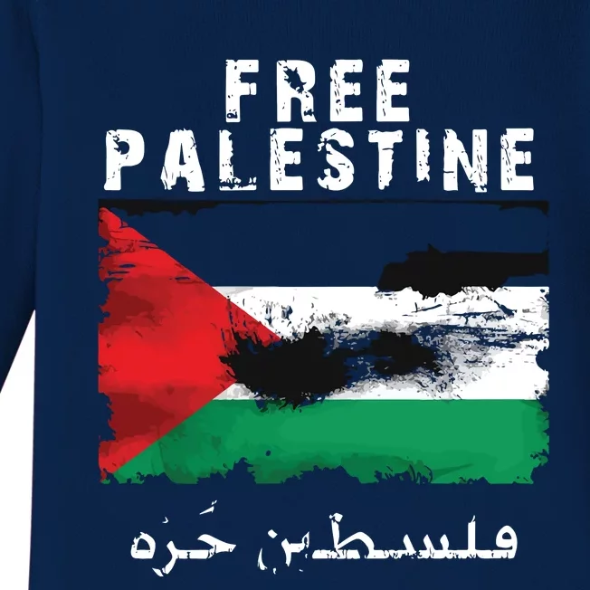 Palestine Arabic Flag I Stand With Palestine Support Palestine Baby Long Sleeve Bodysuit