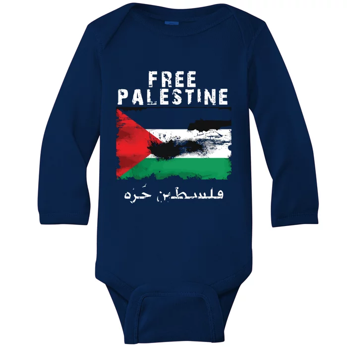 Palestine Arabic Flag I Stand With Palestine Support Palestine Baby Long Sleeve Bodysuit