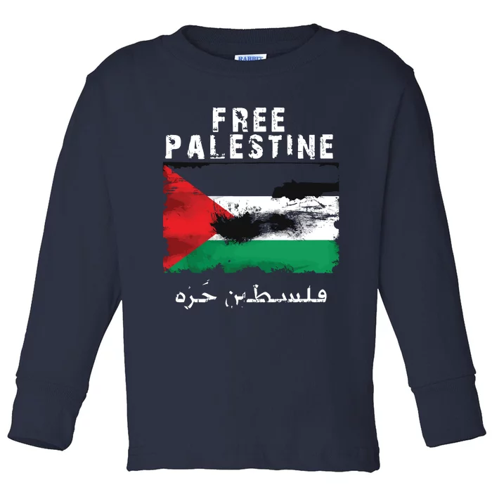 Palestine Arabic Flag I Stand With Palestine Support Palestine Toddler Long Sleeve Shirt