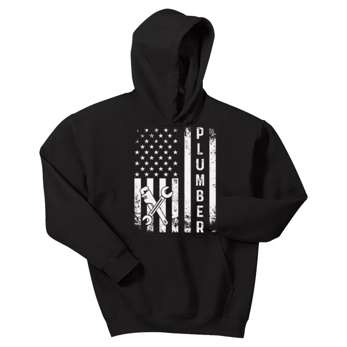 Plumber American Flag Plumbing Kids Hoodie