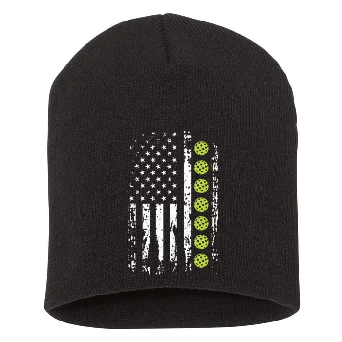 Pickleball American Flag Pickleball Player Gift Short Acrylic Beanie