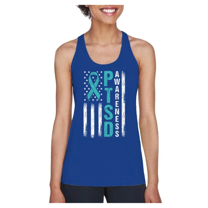 Ptsd Awareness Flag Post Traumatic Stress Disorder Warrior Gift Women's Racerback Tank