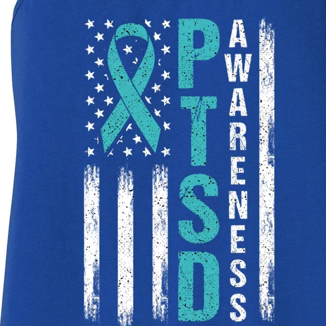 Ptsd Awareness Flag Post Traumatic Stress Disorder Warrior Gift Women's Racerback Tank