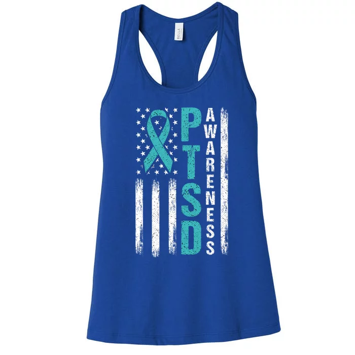 Ptsd Awareness Flag Post Traumatic Stress Disorder Warrior Gift Women's Racerback Tank