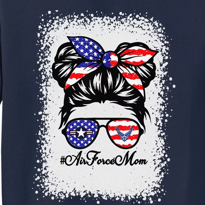 Proud Air Force Mom Messy Bun Sunglasses Mom Mother's Day Tall Sweatshirt