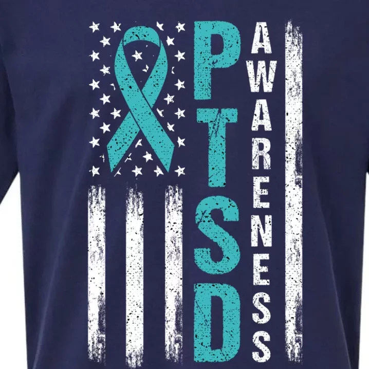 Ptsd Awareness Flag Post Traumatic Stress Disorder Warrior Gift Sueded Cloud Jersey T-Shirt