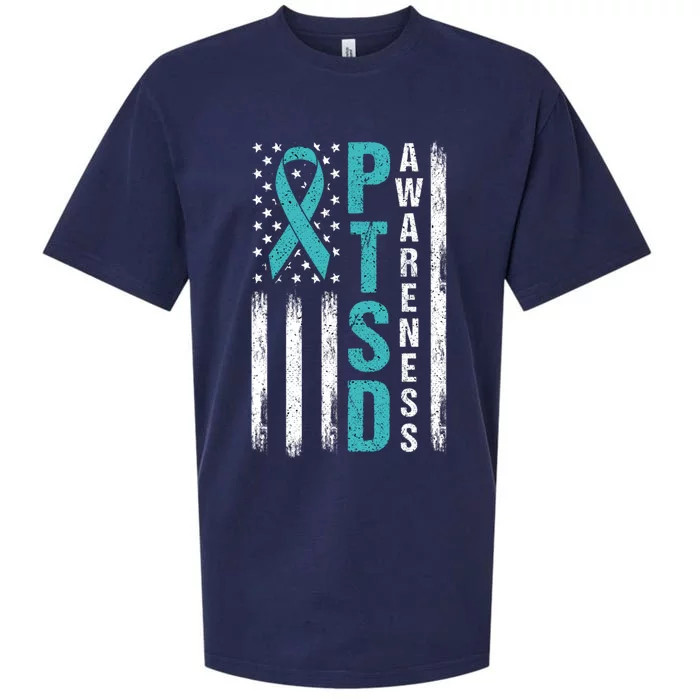 Ptsd Awareness Flag Post Traumatic Stress Disorder Warrior Gift Sueded Cloud Jersey T-Shirt