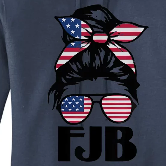 Pro America FJB American Flag Messy Hair Bun Lady Women's Pullover Hoodie