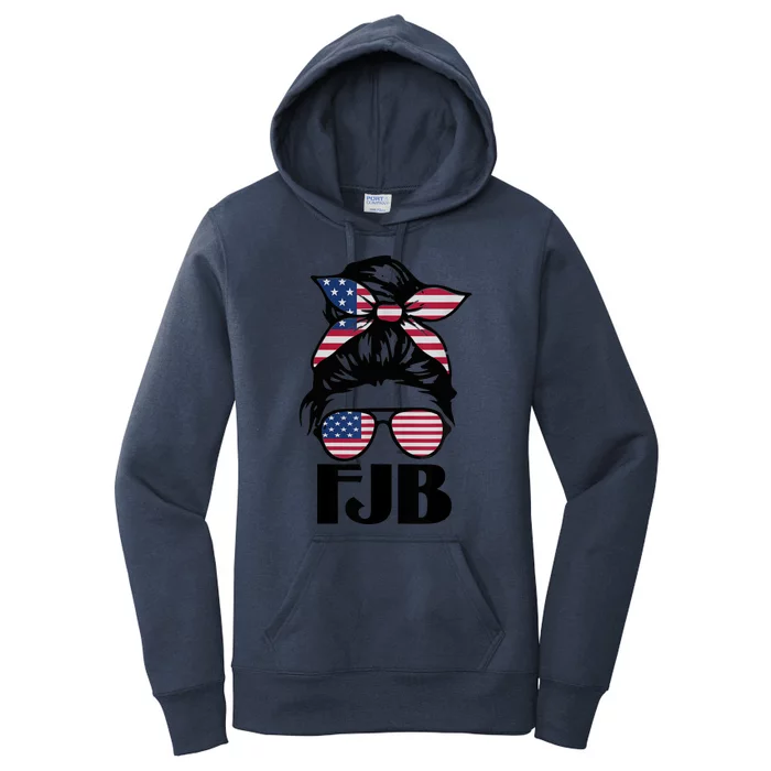 Pro America FJB American Flag Messy Hair Bun Lady Women's Pullover Hoodie