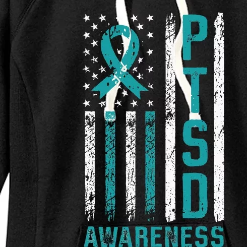 PTSD Awareness Flag Post Traumatic Stress Disorder Warrior Women's Fleece Hoodie