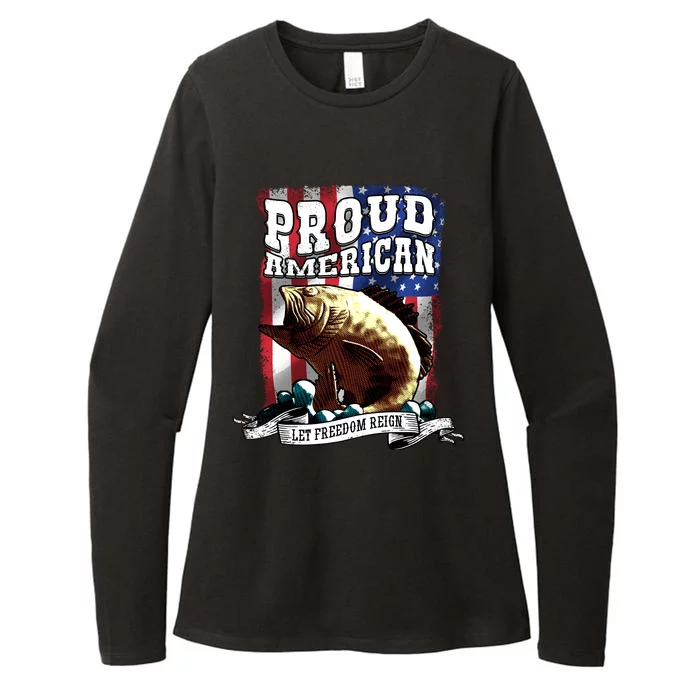 Proud American Flag Let Freedom Reign Fishing Womens CVC Long Sleeve Shirt