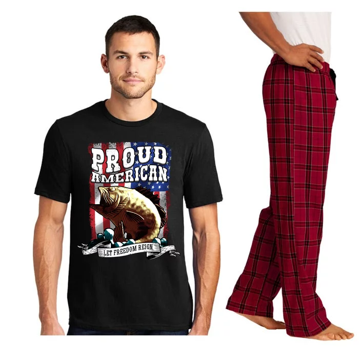 Proud American Flag Let Freedom Reign Fishing Pajama Set