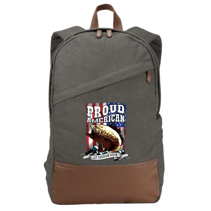 Proud American Flag Let Freedom Reign Fishing Cotton Canvas Backpack