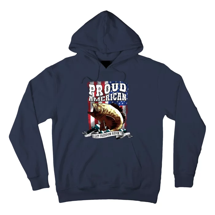 Proud American Flag Let Freedom Reign Fishing Hoodie