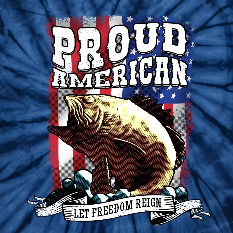 Proud American Flag Let Freedom Reign Fishing Tie-Dye T-Shirt