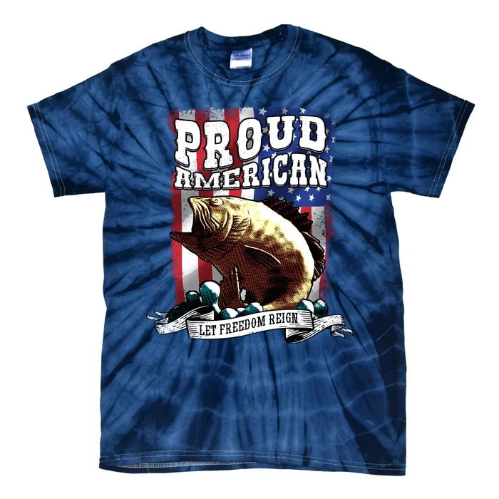 Proud American Flag Let Freedom Reign Fishing Tie-Dye T-Shirt