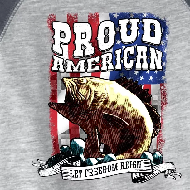 Proud American Flag Let Freedom Reign Fishing Toddler Fine Jersey T-Shirt