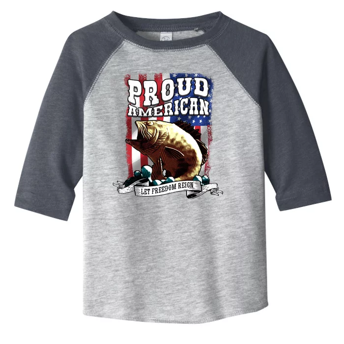 Proud American Flag Let Freedom Reign Fishing Toddler Fine Jersey T-Shirt