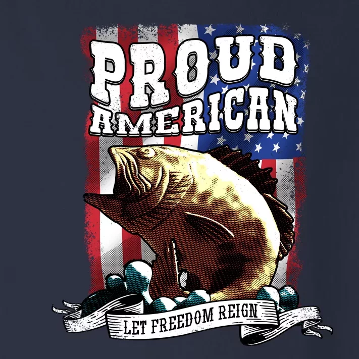 Proud American Flag Let Freedom Reign Fishing Toddler Long Sleeve Shirt