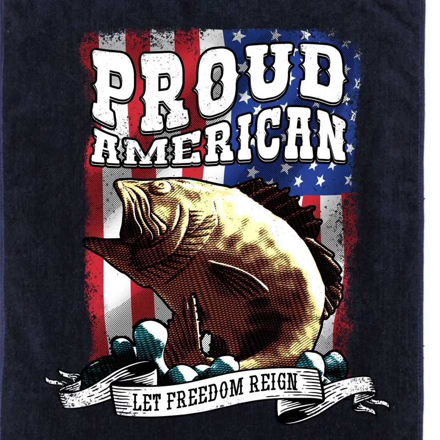 Proud American Flag Let Freedom Reign Fishing Platinum Collection Golf Towel