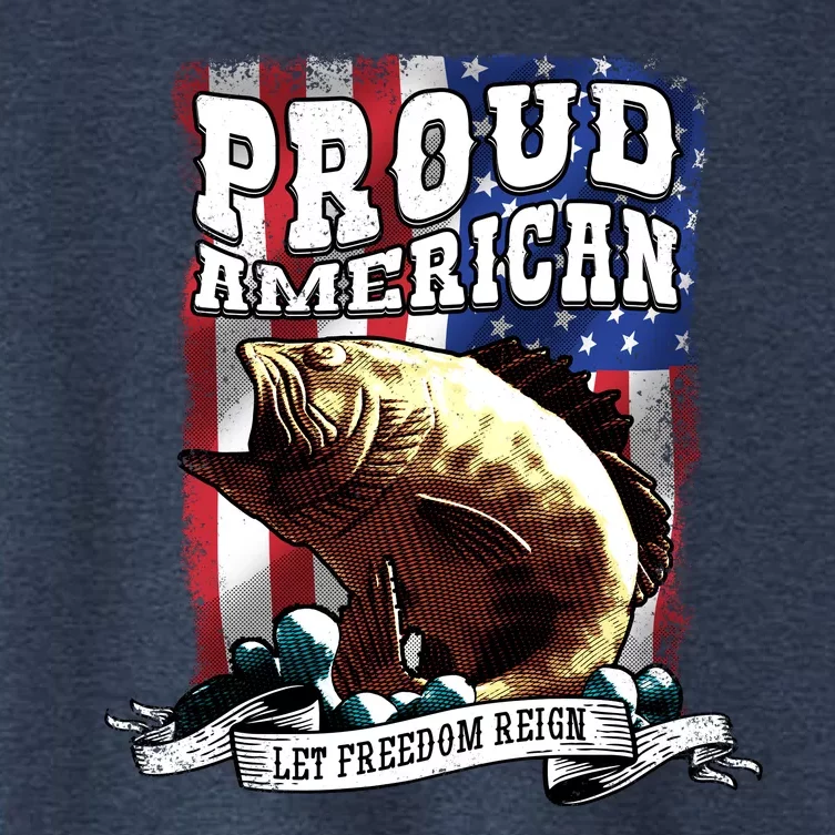 Proud American Flag Let Freedom Reign Fishing Women's Crop Top Tee