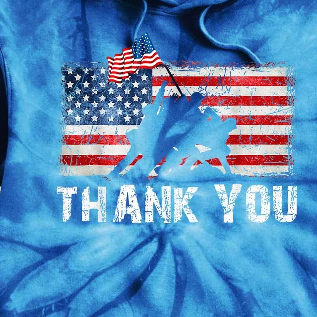 Patriotic American Flag Thank You Memorial Day Veteran Tie Dye Hoodie