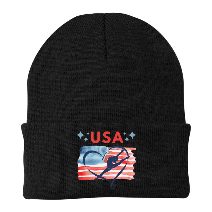 Patriotic American Flag Gymnastics Design For Usa Gymnasts Knit Cap Winter Beanie