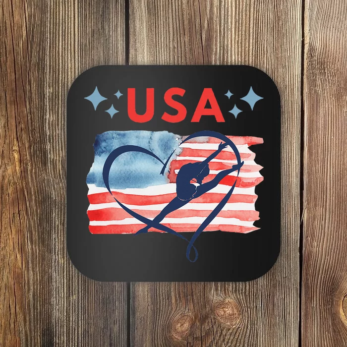 Patriotic American Flag Gymnastics Design For Usa Gymnasts Coaster