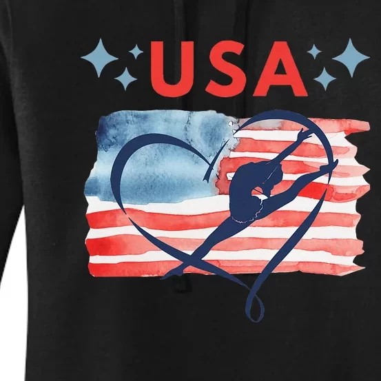 Patriotic American Flag Gymnastics Design For Usa Gymnasts Women's Pullover Hoodie