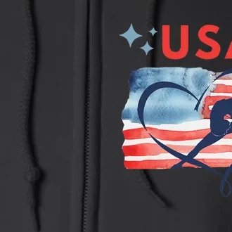 Patriotic American Flag Gymnastics Design For Usa Gymnasts Full Zip Hoodie