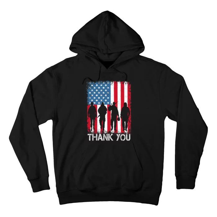 Patriotic American Flag Thank You For Girl Boy Hoodie