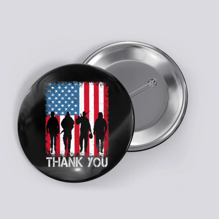 Patriotic American Flag Thank You For Girl Boy Button