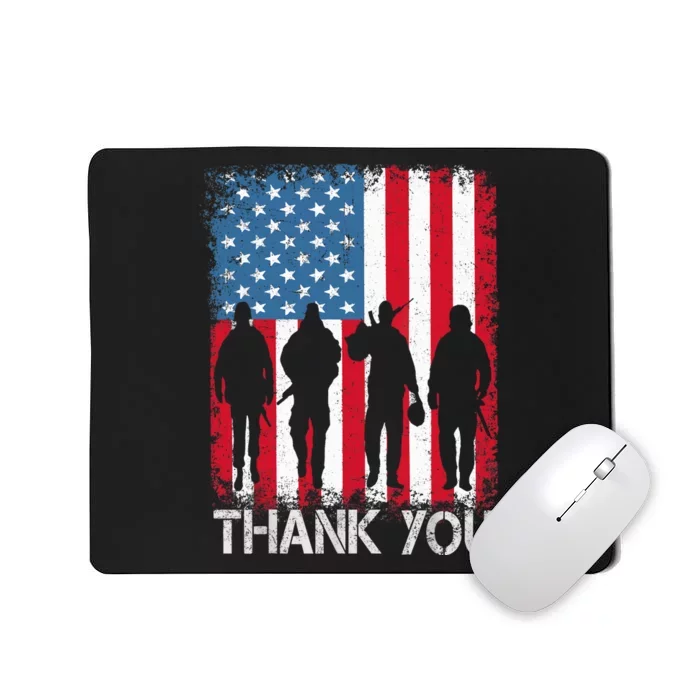 Patriotic American Flag Thank You For Girl Boy Mousepad