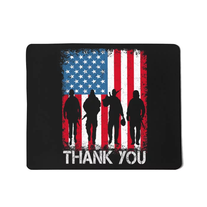 Patriotic American Flag Thank You For Girl Boy Mousepad