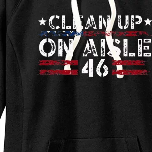 Patriotic American Flag Usa Clean Up On Aisle 46 Women's Fleece Hoodie