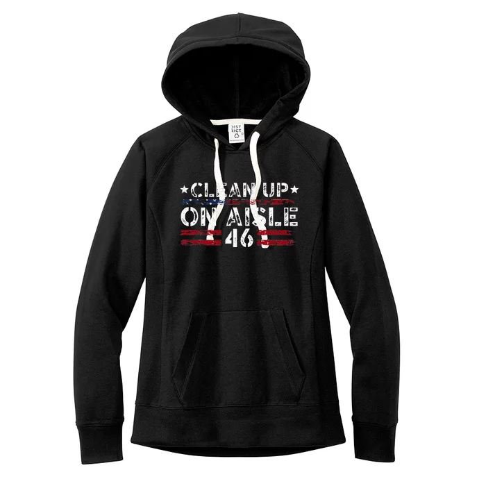 Patriotic American Flag Usa Clean Up On Aisle 46 Women's Fleece Hoodie