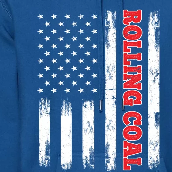 Patriotic American Flag Diesel Power Rolling Coal Gift Premium Hoodie