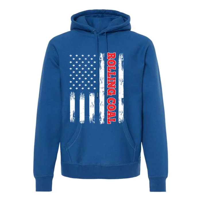 Patriotic American Flag Diesel Power Rolling Coal Gift Premium Hoodie