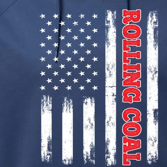 Patriotic American Flag Diesel Power Rolling Coal Gift Performance Fleece Hoodie