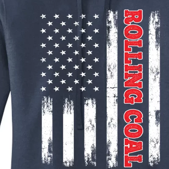 Patriotic American Flag Diesel Power Rolling Coal Gift Women's Pullover Hoodie