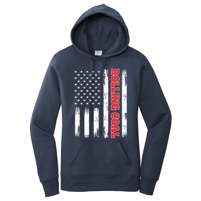 Patriotic American Flag Diesel Power Rolling Coal Gift Women's Pullover Hoodie