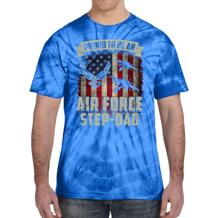 Proud Air Force Stepcute Giftdad Funny American Flag Gift Tie-Dye T-Shirt